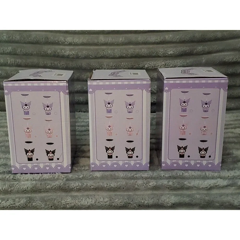 Set of 3 Small Kuromi Table Lamps 2 Black/ 1 Pink New